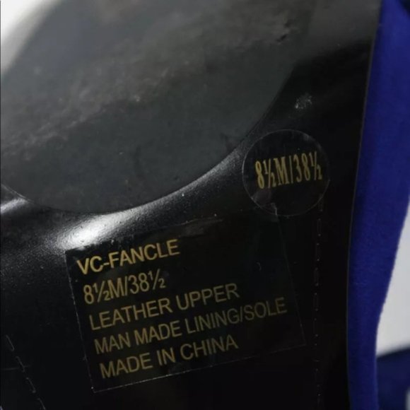 Vince Camuto Suede Open Toe Zip Up Stiletto Blue - Picture 5 of 6